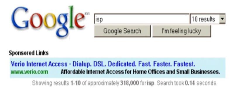 Google annons år 2000