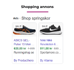 Exempel på shopping annons Google