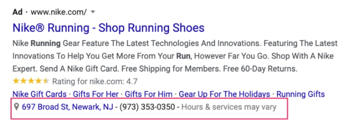 Google ads extensions location